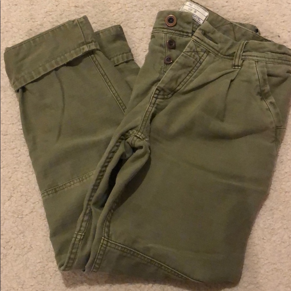 Free People army green pant w button fly sz 25*